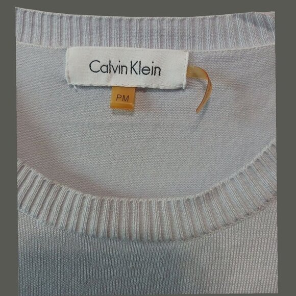Calvin Klein Womens Short Sleeve Knit Top Silver PMedium - Picture 8 of 8